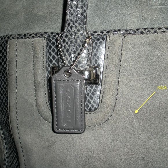 Coach Suede Leather Large Handbag Gray/Grey - Picture 3 of 6